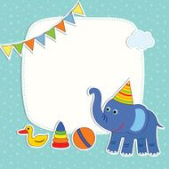 Baby card with elephant and frame