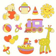 Cute baby vector colorful labels