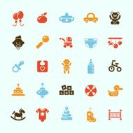 Set of flat design cute baby icons N2