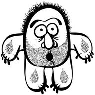 Funny cartoon monster with stubble black and white lines vector