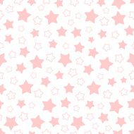 Vector seamless pattern of pink pentagonal stars