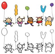 Vector fun kids with balloons