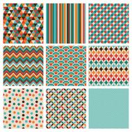 Seamless retro geometric hipster background set