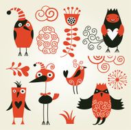 Set of cartoon funny birds
