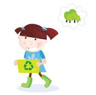 Recycle child with garbage box