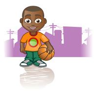 Afro American Boy with basketball