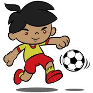 Cute Cartoon Boy Playing Soccer