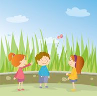 Children in the spring