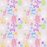 Seamless colorful christmas pattern in cartoon style