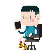 Character illustration design Boy reading cartoon eps