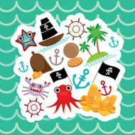 Card pirate Cute party invitation animals design Vector