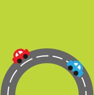 Background with round on the bottom road and cartoon cars