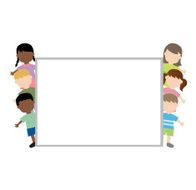 children diversity with blank board