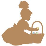 African American Girl with Easter Basket silhouette