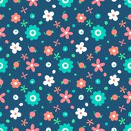 Seamless pattern with small flowers and berries N2