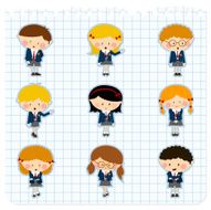 School kids Schoolboy schoolgirl uniform illustration vector