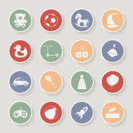 Round children toys icon set Vector illustration