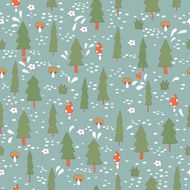 Cute seamless pattern with forest trees