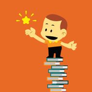 Vector Flat Cartoon Kid and Successful in Education