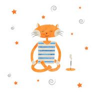 Watercolor kids print Funny cat Yogi