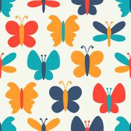 Retro seamless vector pattern of colorful butterfly silhouettes N2