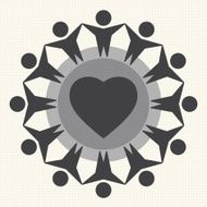 Children around heart