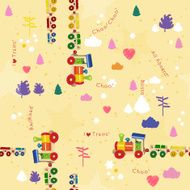 Seamless pattern with trains and railroad