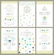 Set of birthday party invitations Vector Isolated