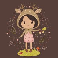 Little girl in a deer costume