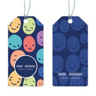 Vector funny faces vertical round frame pattern tags set