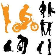 Vector silhouette of children N28