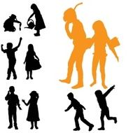 Vector silhouette of children N31