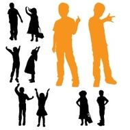 Vector silhouette of children N32