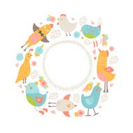 Vector frame with cute birds
