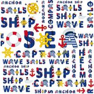 seamless sea pattern of words