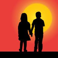 Vector silhouette of children N35