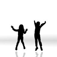 Vector silhouette of children N36