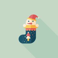 Christmas stocking flat icon with long shadow eps10