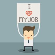 businessman with i love my job label