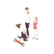 Three young sisters illustration