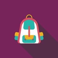 backpack flat icon with long shadow