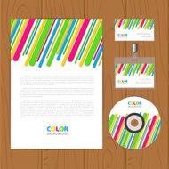 Vector retro corporate identity template with color stripes