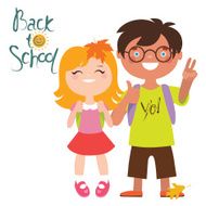 Back to school print design with two kids