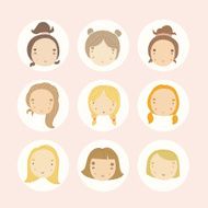 Set of female cartoon avatars