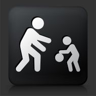 Black Square Button with Family Playing Icon