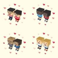 romance block isometric cartoon character