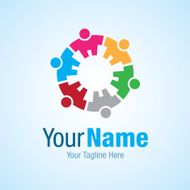 Strong group people circle graphic design logo icon