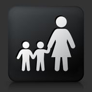 Black Square Button with Family Icon N5