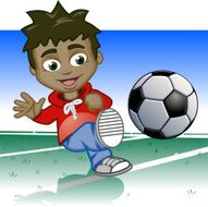 Boy playing soccer or football