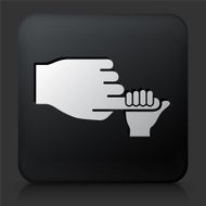 Black Square Button with Child Holding Finger